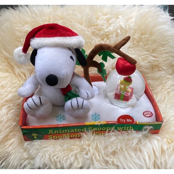 Animated Snoopy with SnoMotion Waterglobe Peanuts Christmas New Old Stock Kcare - Picture 2 of 10